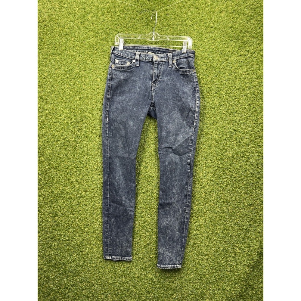 True Religion Skinny Jeans Womens 31 Dark Wash Denim Stretch Patch Curvy Casual